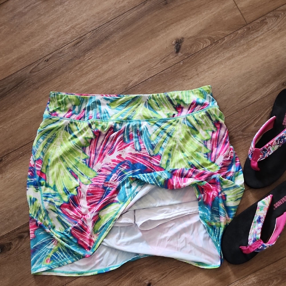 Reel Legends Leafy Skort - Green, Pink, Blue